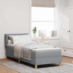 vidaXL Letto Box Spring con materasso grigio chiaro, 80 x 200 cm, tessuto