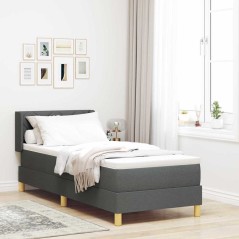 vidaXL Letto Box Spring con materasso - Grigio scuro, 80x200 cm, tessuto