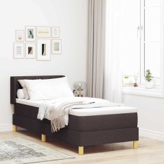 vidaXL Letto a molle Marrone scuro e Bianco 80 x 200 cm Tessuto