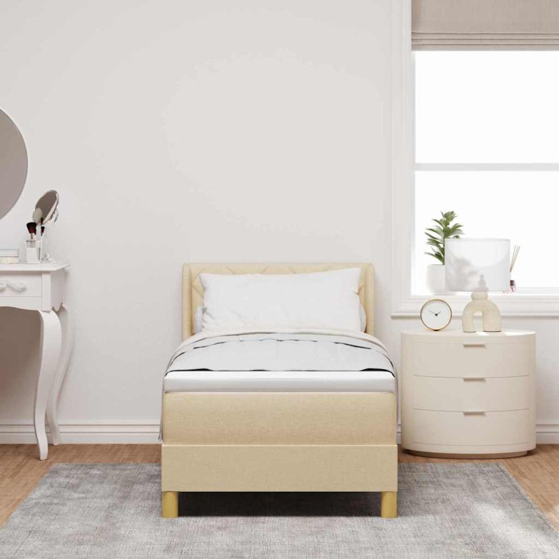 vidaXL Letto a box con materasso , crema, 80 x 200 cm, tessuto
