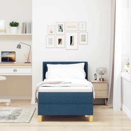 vidaXL Letto Box con Materasso - Blu, 80 x 200 cm, Tessuto