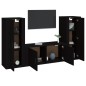 Set Mobili Porta TV 3 pz Nero in Legno Multistrato Set Mobili Porta TV 3 pz Nero in Legno Multistrato