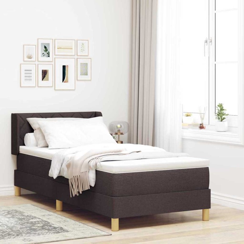 vidaXL Letto a molle Marrone scuro 100 x 200 cm Schiuma e Tappezzeria vidaXL Letto a molle Marrone scuro 100 x 200 cm Schiuma e Tappezzeria