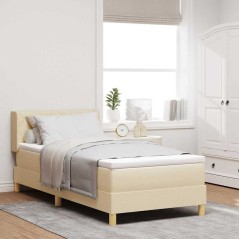 vidaXL Letto a Molle con Materasso - Crema, 100 x 200 cm Tessuto