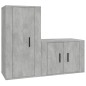 Set di Mobili Porta TV 2 pz Grigio Cemento in Legno Multistrato Set di Mobili Porta TV 2 pz Grigio Cemento in Legno Multistrato