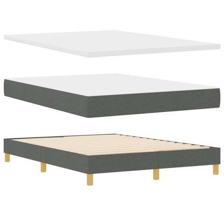 vidaXL Letto con rete a doghe e materasso grigio scuro, 140 x 190 cm, tessuto