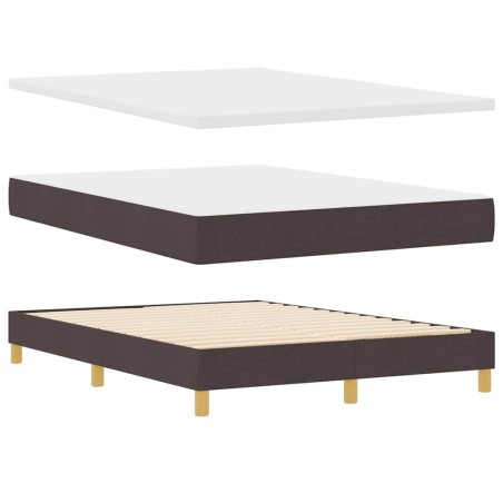vidaXL Letto a molle Marrone scuro e Bianco 140 x 190 cm Tessuto
