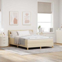 vidaXL Letto Box Spring con Materasso Crema, 140 x 190 cm, Tessuto