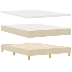vidaXL Letto Box Spring con Materasso Crema, 140 x 190 cm, Tessuto