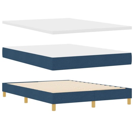 vidaXL Letto a molle con materasso blu, 140 x 200 cm, tessuto.