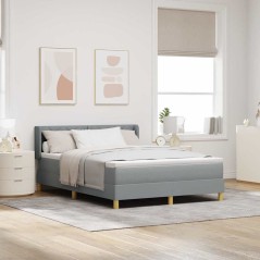 vidaXL Letto Box Spring con Materasso Grigio Chiaro, 160 x 200 cm, Tessuto.
