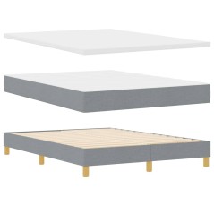 vidaXL Letto Box Spring con Materasso Grigio Chiaro, 160 x 200 cm, Tessuto.