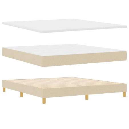 vidaXL Letto a Molle con Materasso in Tessuto Crema, 180x200 cm