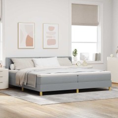 vidaXL Letto con rete a molla e materasso grigio chiaro, 200x200 cm, tessuto