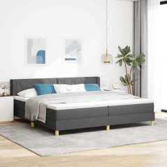 vidaXL Letto a molle con materasso - Grigio scuro 200 x 200 cm - Tessuto