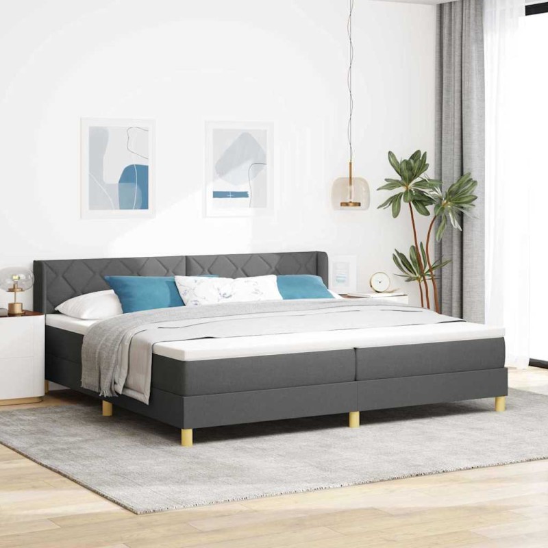 vidaXL Letto a molle con materasso - Grigio scuro 200 x 200 cm - Tessuto vidaXL Letto a molle con materasso - Grigio scuro 200 x 200 cm - Tessuto