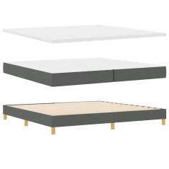 vidaXL Letto a molle con materasso - Grigio scuro 200 x 200 cm - Tessuto
