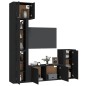 Set di Mobili Porta TV 5 pz Nero in Legno Multistrato Set di Mobili Porta TV 5 pz Nero in Legno Multistrato
