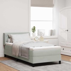 vidaXL Letto a Molle con Materasso Grigio Chiaro 90x200 cm Velluto