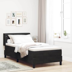 vidaXL Letto con Base a Molle e Materasso Nero 90x200 cm Velluto