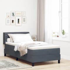Letto a Molle VidaXL con Materasso Grigio Scuro 100x200 cm in Velluto