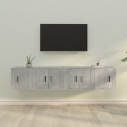 Set di Mobili Porta TV 4 pz Grigio Cemento in Legno Multistrato