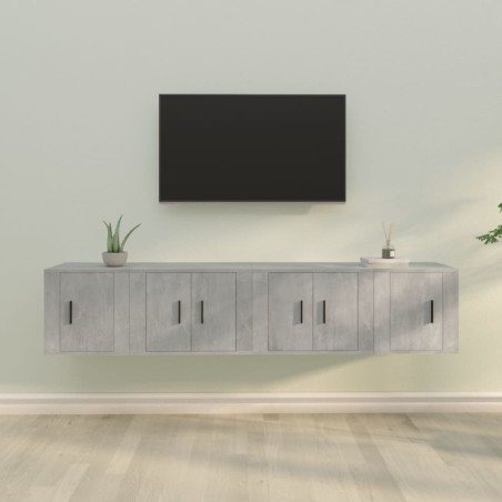 Set di Mobili Porta TV 4 pz Grigio Cemento in Legno Multistrato