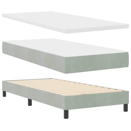 Letto con Box Spring e Materasso vidaXL Grigio Chiaro 90x190 cm Velluto