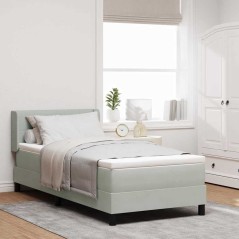 vidaXL Letto con Rete a Molle e Materasso Grigio Chiaro 90x200 cm Velluto