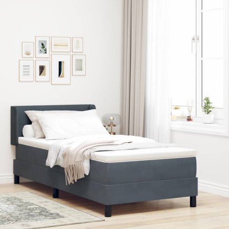 Letto Box Spring con Materasso Grigio Scuro 90x200 cm in Velluto