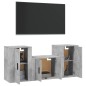 Set di Mobili Porta TV 3 pz Grigio Cemento in Legno Multistrato Set di Mobili Porta TV 3 pz Grigio Cemento in Legno Multistrato