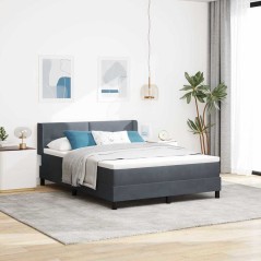 Letto con Box Spring e Materasso vidaXL Grigio Scuro 140x190 cm Velluto