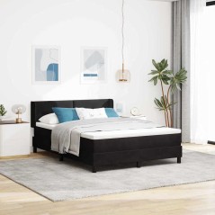 vidaXL Letto con Rete a Molle e Materasso Nero 140x190 cm Velluto