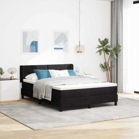 vidaXL Letto con Rete a Molle e Materasso Nero 140x190 cm Velluto