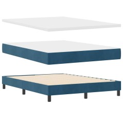 Letto Box Spring vidaXL con Materasso Blu Scuro 140x190 cm in Velluto