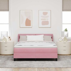 vidaXL Letto con Contenitore e Materasso Rosa 140x190 cm Velluto