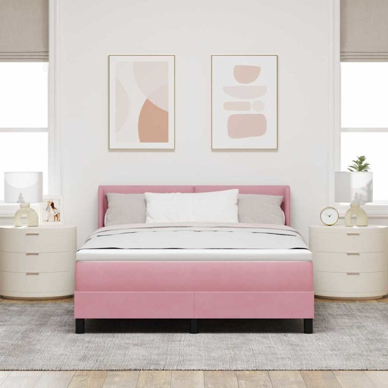 vidaXL Letto con Contenitore e Materasso Rosa 140x190 cm Velluto