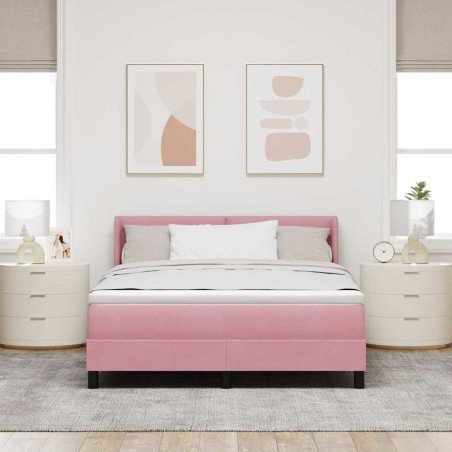 vidaXL Letto con Contenitore e Materasso Rosa 140x190 cm Velluto
