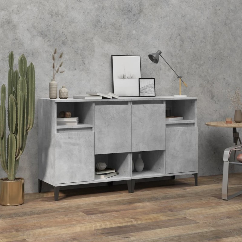Credenze 2pz Grigio Cemento 60x35x70 cm in Legno Multistrato Credenze 2pz Grigio Cemento 60x35x70 cm in Legno Multistrato