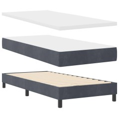 Letto a box spring vidaXL con materasso grigio scuro 90x200 cm in velluto