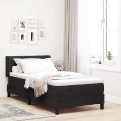 Letto Box Spring con Materasso vidaXL Nero 90x200 cm in Velluto