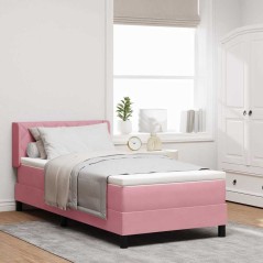 vidaXL Letto a Box Spring con Materasso Rosa 90x200 cm Velluto