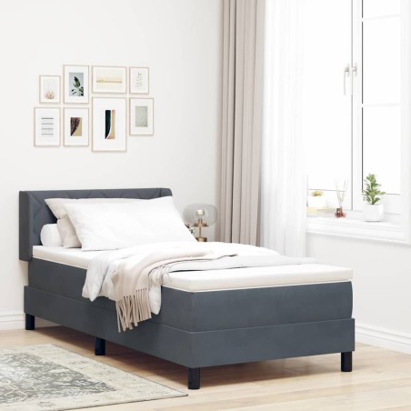 vidaXL Letto con Rete Ortodontica e Materasso Grigio Scuro 100x200 cm Velluto