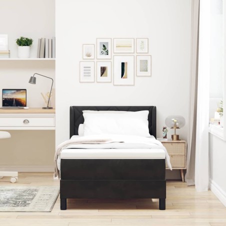vidaXL Letto con Rete a Molla e Materasso Nero 100x200 cm Velluto