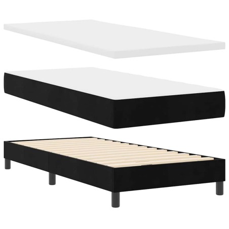 vidaXL Letto con Rete a Molla e Materasso Nero 100x200 cm Velluto