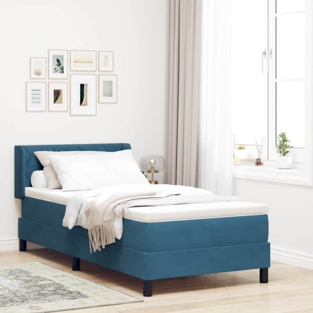 vidaXL Letto Box Spring con Materasso Blu Scuro 100x200 cm in Velluto