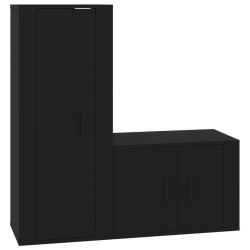 Set Mobili Porta TV 2 pz Nero in Legno Multistrato