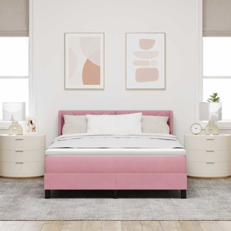 vidaXL Letto a Box con Materasso Rosa 140x190 cm Velluto
