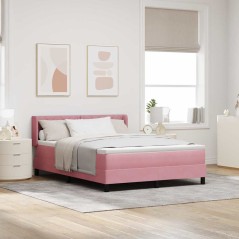 Letto Box Spring vidaXL con Materasso Rosa 160x200 cm Velluto