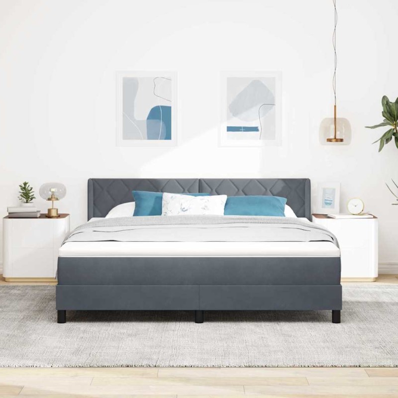 vidaXL Letto Box Spring con Materasso Grigio Scuro 180x200 cm Velluto vidaXL Letto Box Spring con Materasso Grigio Scuro 180x200 cm Velluto